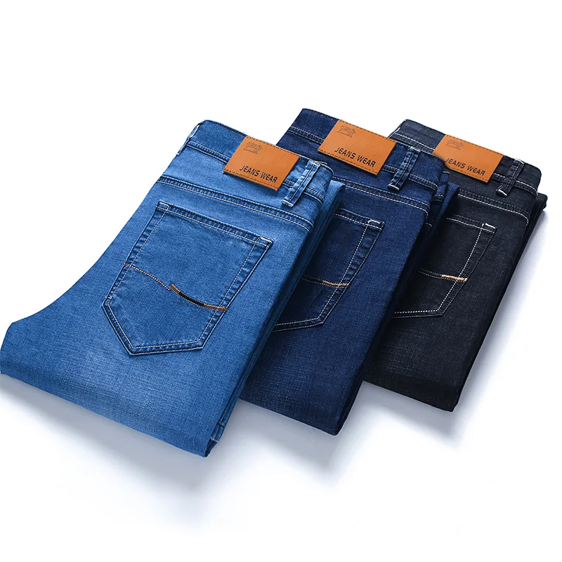 Мужские джинсы стрейч повседневные Прямые эластичные штаны размеры 28 40 Осень