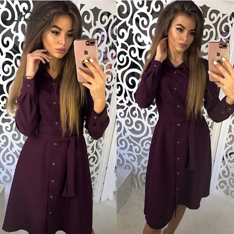 Women Vintage Sashes Button Elegant Party Dress Long Sleeve Turn-Down Collar A-line Dress 2018 Autumn New Casual Women Dress
Women Vintage Sashes Button Elegant Party Dress Long Sleeve Turn-Down Collar A-line Dress 2018 Autumn New Casual Women Dress