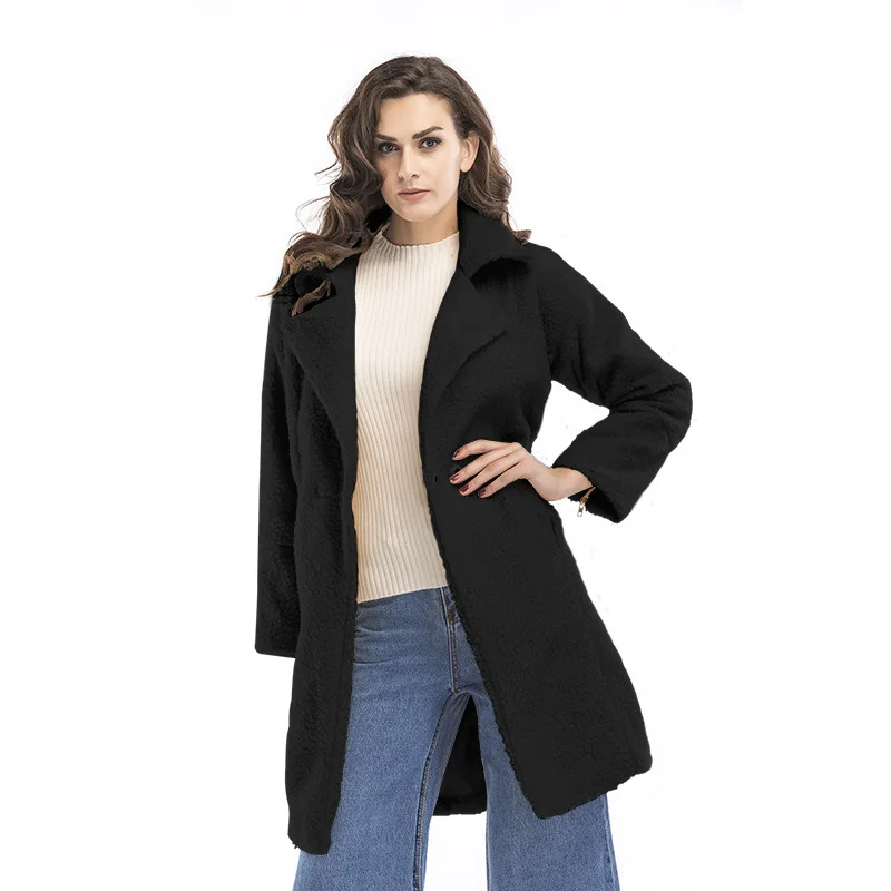 2018 Winter Coat Women Wide Lapel Belt Pocket Wool Blend Oversize Long Trench Outwear Ladies | Женская одежда