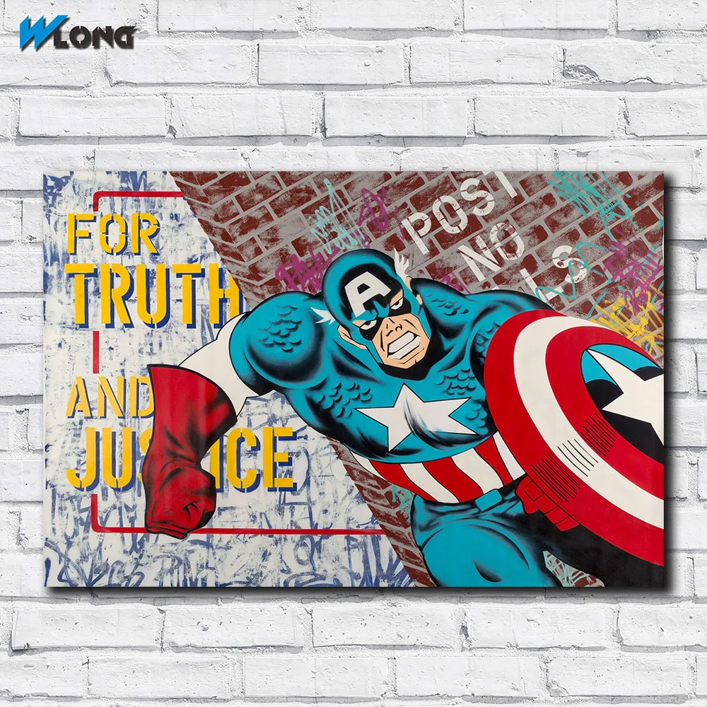 Wlong Large Size Oil Painting Captain American Graffiti Wall Art Picture Home Decor Living Room Modern Canvas Print Paintings
Wlong Large Size Oil Painting Captain American Graffiti Wall Art Picture Home Decor Living Room Modern Canvas Print Paintings