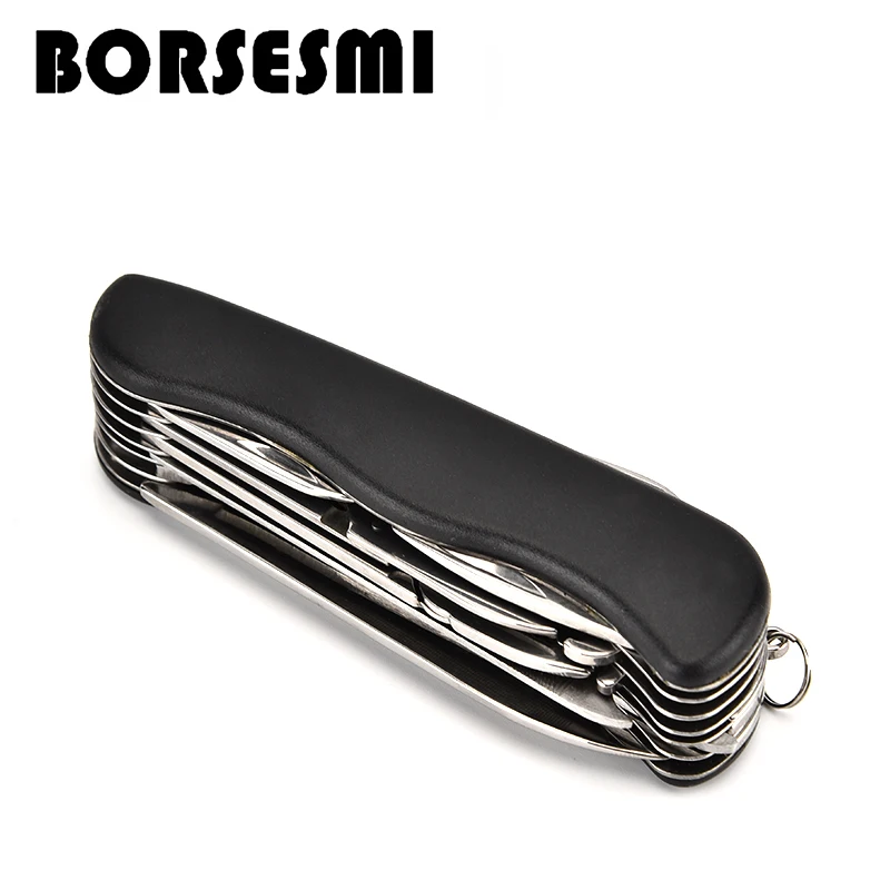 Hight quality 111mm Stainless steel multi-purpose kitchen fruit knife 11 in 1 camping folding pocket knives portable knife black
Hight quality 111mm Stainless steel multi-purpose kitchen fruit knife 11 in 1 camping folding pocket knives portable knife black