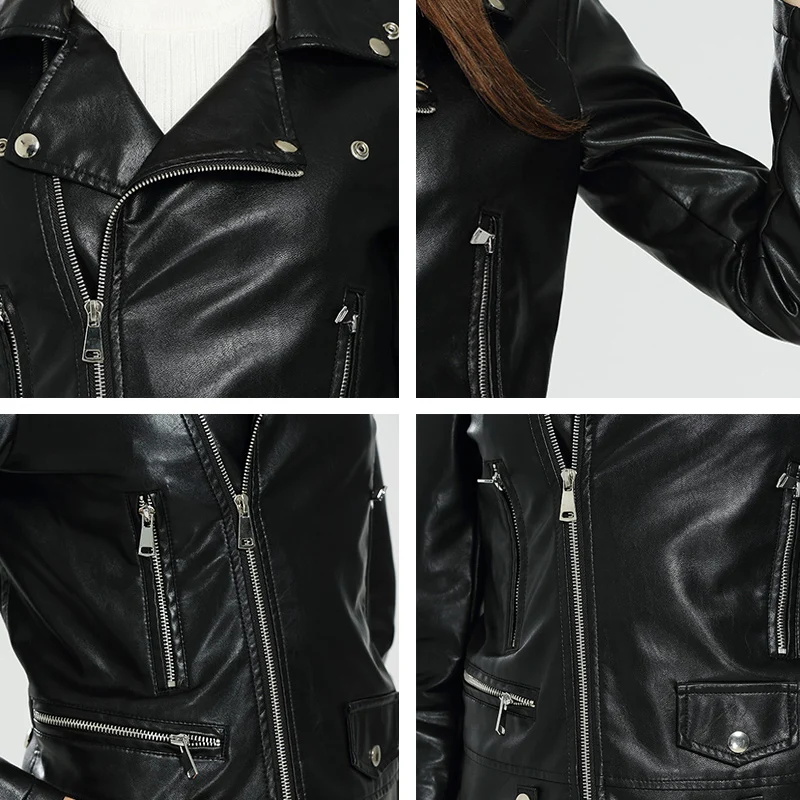 2019 New Spring Autumn Faux Leather Motorcycle Jacket Women PU Leather Coat Vintage Long Sleeve Soft Black Leather Jackets
2019 New Spring Autumn Faux Leather Motorcycle Jacket Women PU Leather Coat Vintage Long Sleeve Soft Black Leather Jackets