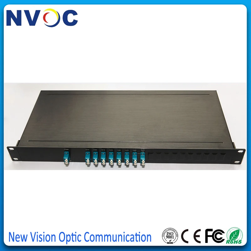 8-канальный CWDM Mux или DEMUX 1U 19 дюймов Al Rack 1*8 двойной волоконный выход порт LC 1470-1610nm