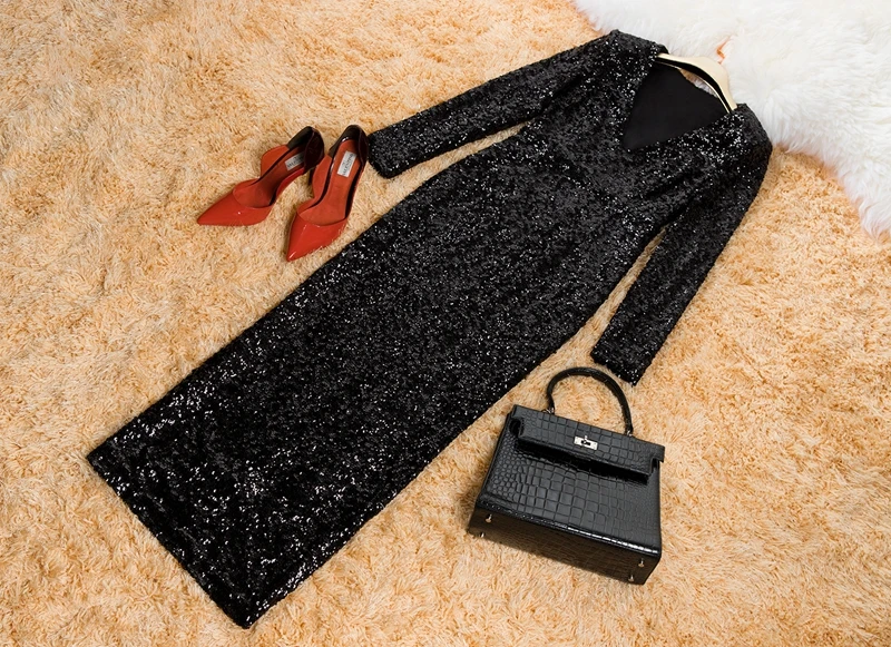 INDRESSME Sexy Deep V Bodycon Split Women Evening Party Dress Elegant Floor Length Sequined Full Sleeve Black Dress Vestidos
INDRESSME Sexy Deep V Bodycon Split Women Evening Party Dress Elegant Floor Length Sequined Full Sleeve Black Dress Vestidos