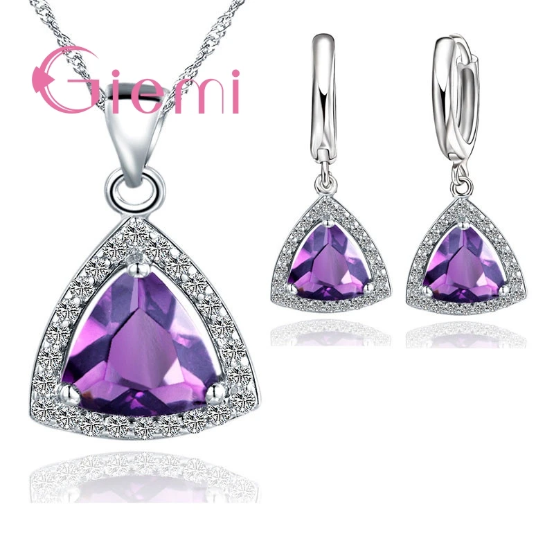 Pure 925 Sterling Silver Jewelry Sets Shiny Triangle Cubic Zirconia Necklace Earrings Bridal Women Wedding Jewellery
Pure 925 Sterling Silver Jewelry Sets Shiny Triangle Cubic Zirconia Necklace Earrings Bridal Women Wedding Jewellery