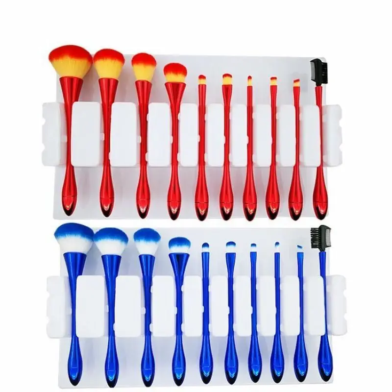 high quality blue soft synthetic hair red plastic handle 10pcs cosmetic brush kit powder blusher brushes makeup tools
high quality blue soft synthetic hair red plastic handle 10pcs cosmetic brush kit powder blusher brushes makeup tools