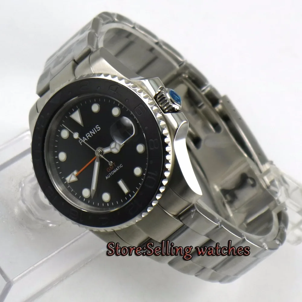 40mm PARNIS Red GMT Sapphire Glass Black dial cerami Bezel Automatic Self-Wind movement Men Watch Mechanical watches
40mm PARNIS Red GMT Sapphire Glass Black dial cerami Bezel Automatic Self-Wind movement Men Watch Mechanical watches