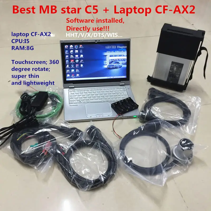 MB Star C5 SD Connect C5 with CF-AX2 Laptop i5 8G newest software 2020.09 diagnostic tool mb star c5 HHT/vediamo/X/DAS/DTS
MB Star C5 SD Connect C5 with CF-AX2 Laptop i5 8G newest software 2020.09 diagnostic tool mb star c5 HHT/vediamo/X/DAS/DTS