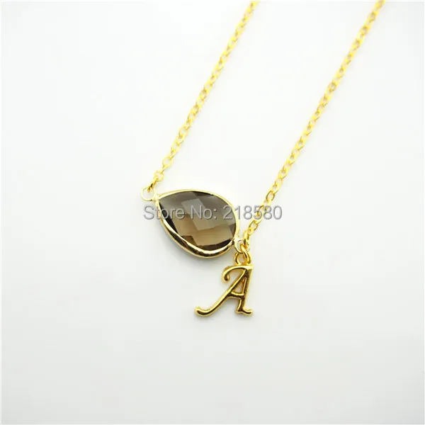 QN334 Gold Initial Necklace,Faceted Smoky Brown Quartz Bezel Crystal Necklace,Birthstone Crystal Necklace,Bridesmaid Necklace,
QN334 Gold Initial Necklace,Faceted Smoky Brown Quartz Bezel Crystal Necklace,Birthstone Crystal Necklace,Bridesmaid Necklace,