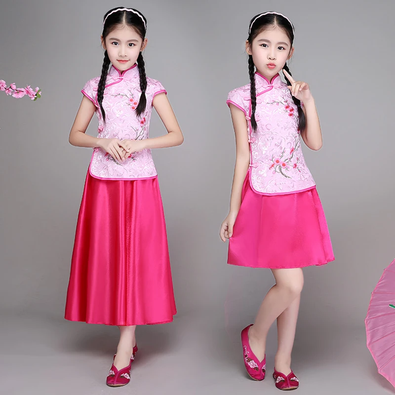 Детский костюм Чонсам с вышивкой, юбка и юбка, традиционная азиатская одежда, костюм для выступлений с воротником-стойкой
Детский костюм Чонсам с вышивкой, юбка и юбка, традиционная азиатская одежда, костюм для выступлений с воротником-стойкой
