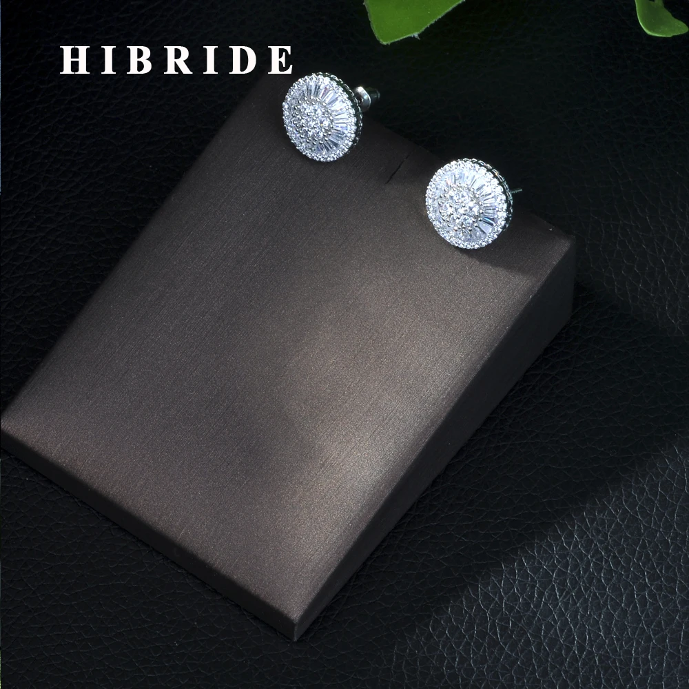 

HIBRIDE Gorgeous White Cubic Zirconia Paved Long Stud White Gold Color Women Wedding Earrings Jewelry For Brides E-228