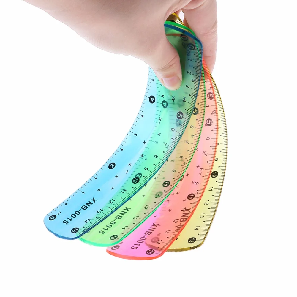 

1PC Soft 15cm Ruler Multicolour Flexible Creative Stationery Rule School Supply