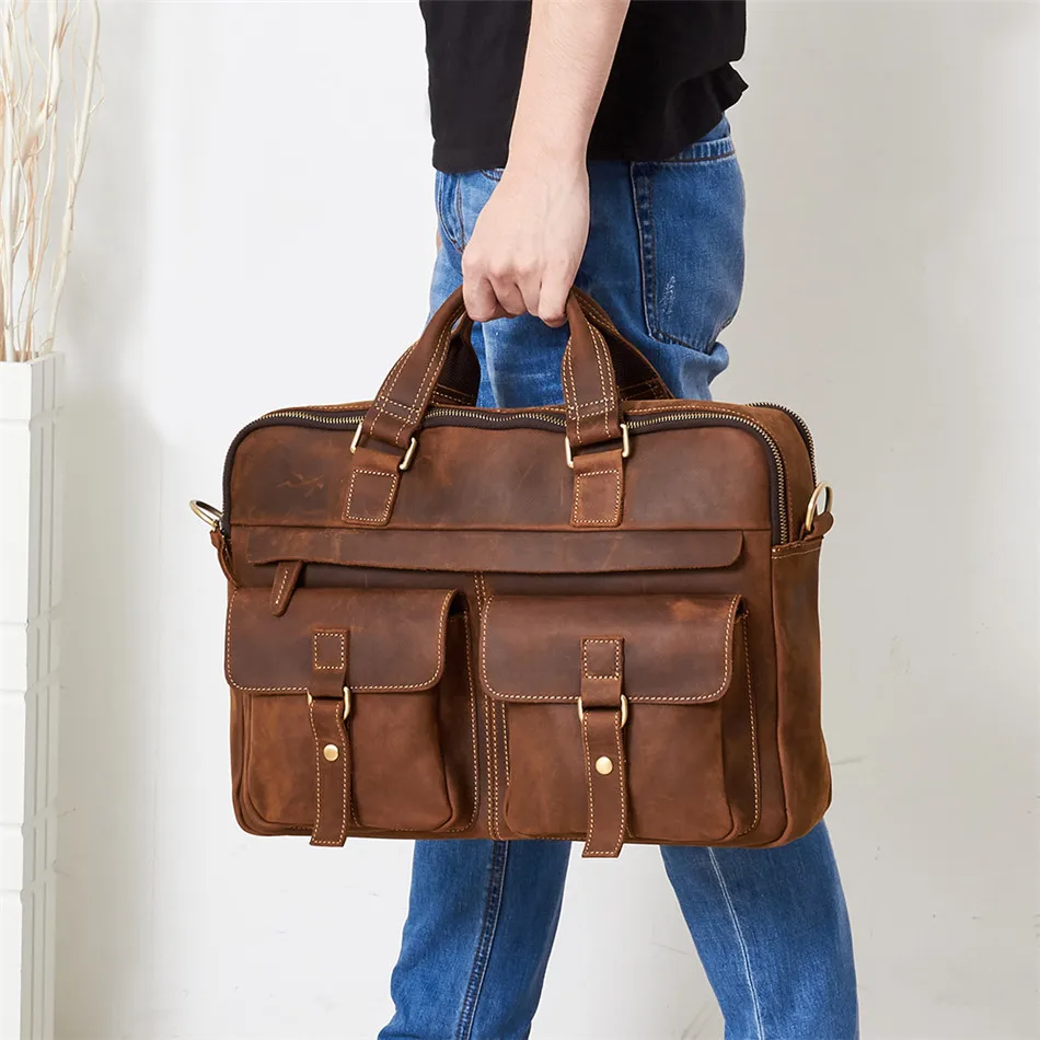 Genuine leather mens briefcase laptop bag handbag large capacity male shoulder bag high quality Natural Crazy Horse men Tote Bag
Genuine leather mens briefcase laptop bag handbag large capacity male shoulder bag high quality Natural Crazy Horse men Tote Bag