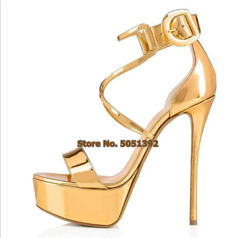 Gold High Heel Women Shining Sandals Cross-Tied Summer Open Toe High Platform Stiletto Heel Pumps Nightclub Banquet Shoes
Gold High Heel Women Shining Sandals Cross-Tied Summer Open Toe High Platform Stiletto Heel Pumps Nightclub Banquet Shoes