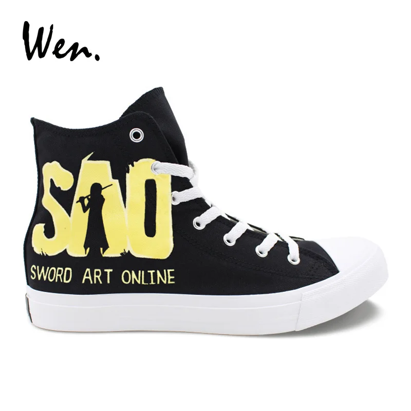 Wen Design Custom Hand Painted Anime Shoes Sword Art Online Mens Canvas Sneakers Black High Top Womens Laced Athletic Shoes
Wen Design Custom Hand Painted Anime Shoes Sword Art Online Mens Canvas Sneakers Black High Top Womens Laced Athletic Shoes