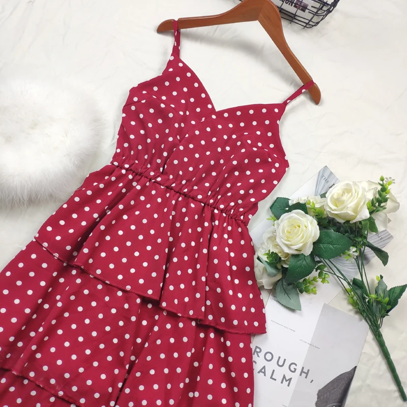 Cascading Ruffled Women's Princess Polka Dot Dress Sling Elastic Waist Fairy Summer Vestidos
Cascading Ruffled Women's Princess Polka Dot Dress Sling Elastic Waist Fairy Summer Vestidos