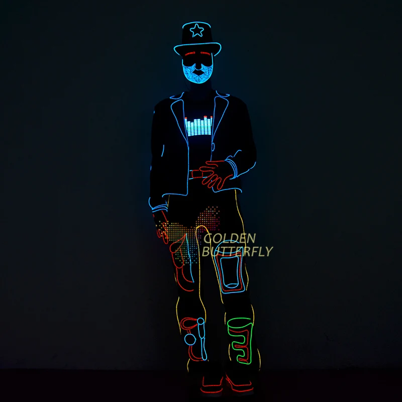EL Suits 2018 New Fashion LED/EL Clothes Luminous Costumes Glowing Gloves Shoes Light Clothing Men EL Masks Clothe Dance
EL Suits 2018 New Fashion LED/EL Clothes Luminous Costumes Glowing Gloves Shoes Light Clothing Men EL Masks Clothe Dance