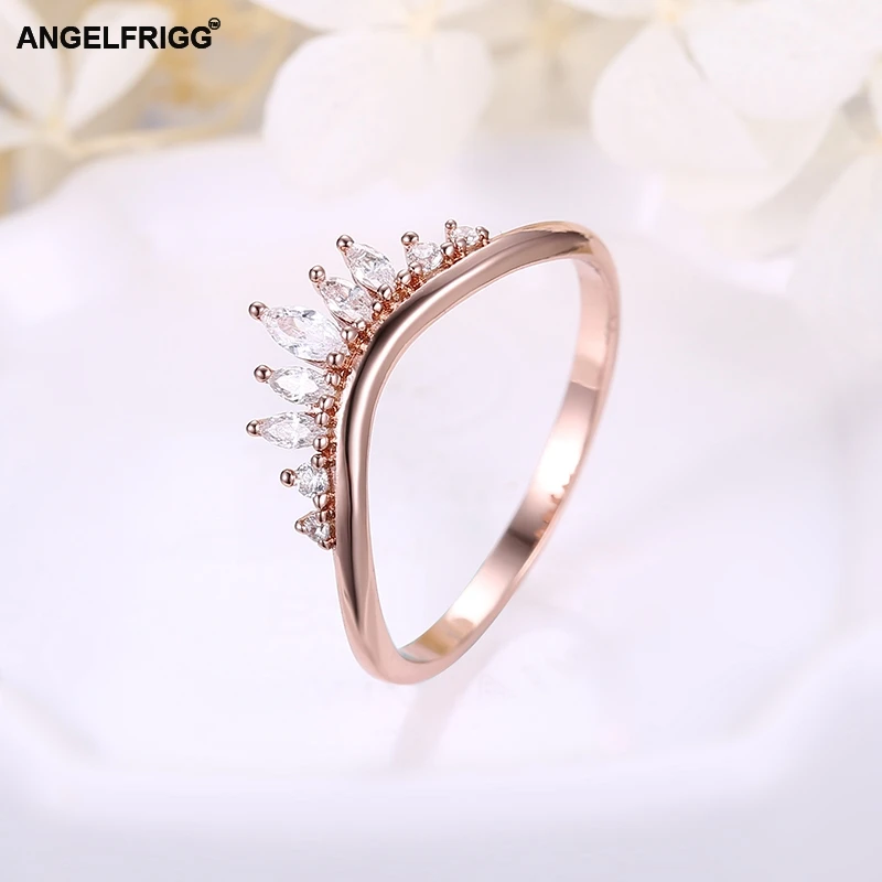 ANGELFRIGG Корона королевские кольца для женщин с кубическим цирконием класса ААА