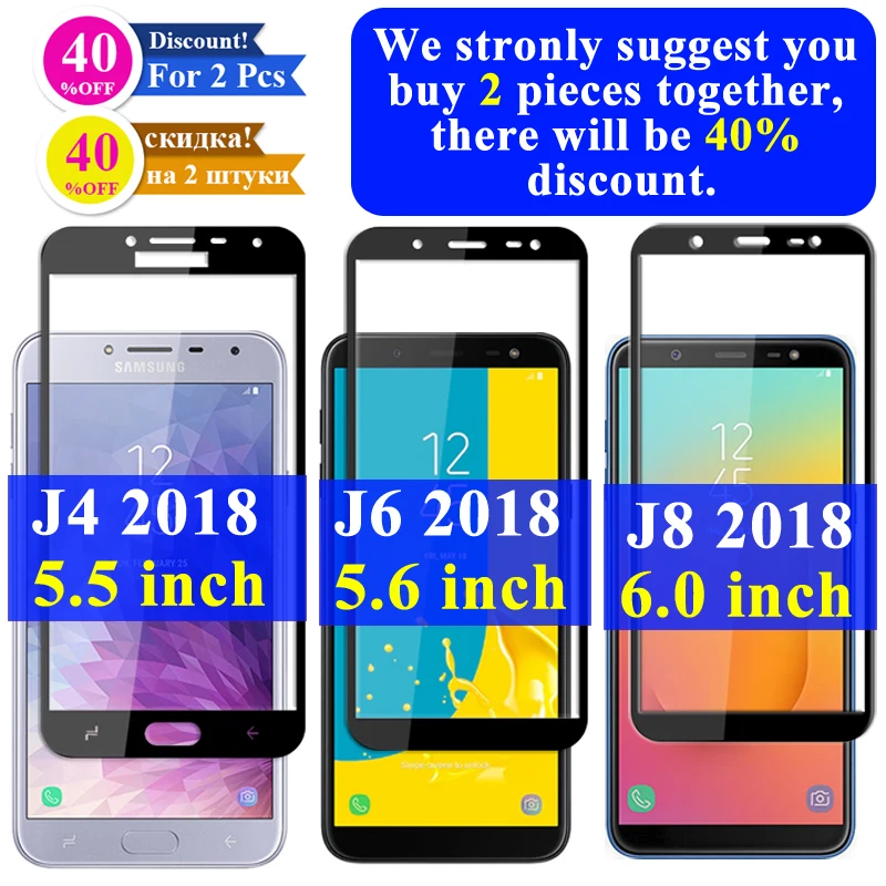 Защитное стекло для Samsung J6 2018 Защитная пленка экрана Sumsung J4 дисплей J8 закаленная