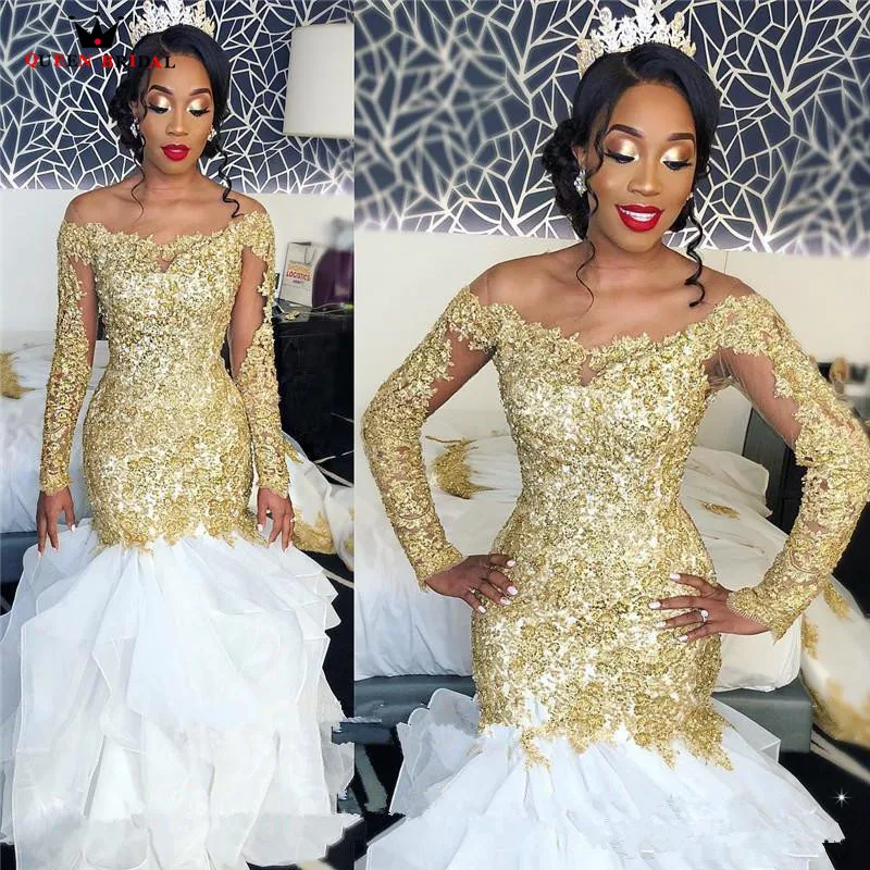 Custom Made Mermaid Long Sleeve Lace Beading Sexy Vintage Golded Wedding Dresses Bridal Gowns Vestido De Noiva DA73
Custom Made Mermaid Long Sleeve Lace Beading Sexy Vintage Golded Wedding Dresses Bridal Gowns Vestido De Noiva DA73