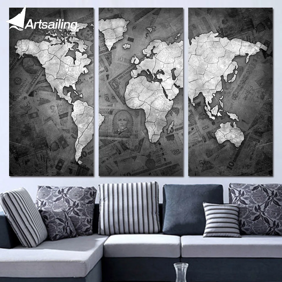3 Panels Canvas Art World Map Black and White Home Decor Wall Art Painting Canvas Prints Pictures for Living Room Poster XA1166C
3 Panels Canvas Art World Map Black and White Home Decor Wall Art Painting Canvas Prints Pictures for Living Room Poster XA1166C