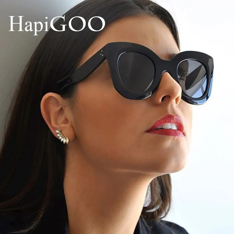 HAPIGOO 2019 Новая мода кошачий глаз солнцезащитные очки женские роскошные брендовые