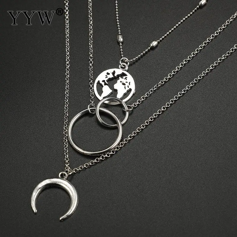 YYW Multi-Layer Moon World Map Pendant Necklace For Women Silver Color Round Circle Necklace Female Party Gift Map Necklace
YYW Multi-Layer Moon World Map Pendant Necklace For Women Silver Color Round Circle Necklace Female Party Gift Map Necklace