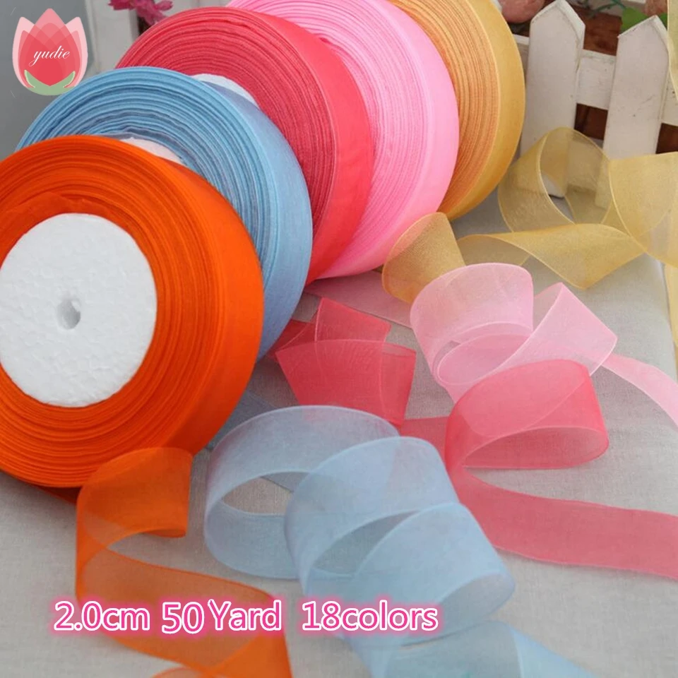 50 ярдов/рулоны 20 мм 44 м|organza ribbon wholesale|organza lightribbon tree |