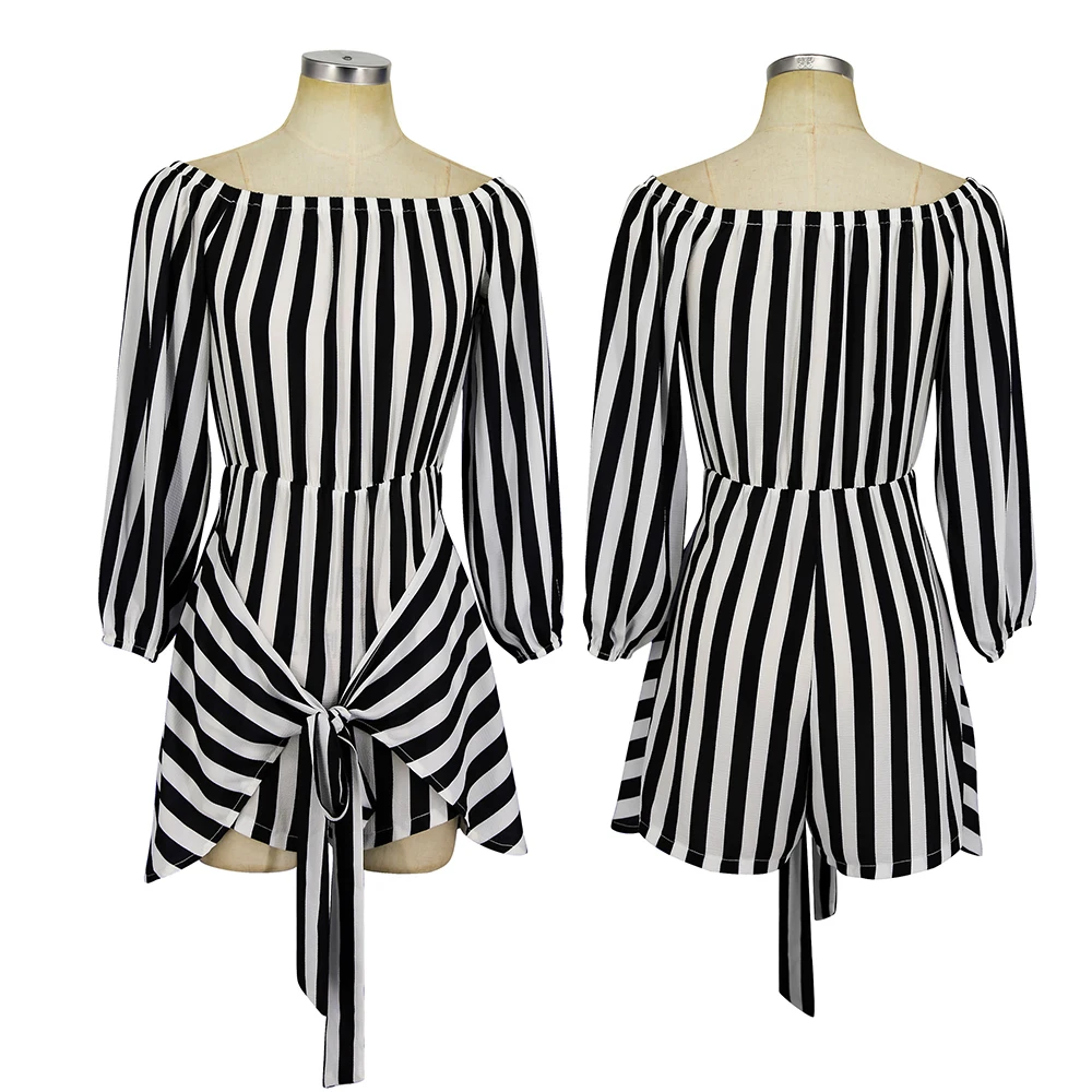 Spot Selling Women's Striped jumpsuits One word collar Long sleeve Loose Sexy Rompers New Female Summer Casual Beach jumpsuit
Spot Selling Women's Striped jumpsuits One word collar Long sleeve Loose Sexy Rompers New Female Summer Casual Beach jumpsuit
