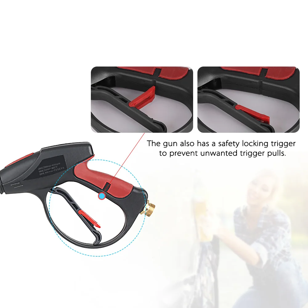 Pressure Washer Gun 4000 PSI Spray Gun + 18" Extension Wand +4 Quick Connect Nozzle 1 Soap Nozzle for Car Pressure Power Washers
Pressure Washer Gun 4000 PSI Spray Gun + 18" Extension Wand +4 Quick Connect Nozzle 1 Soap Nozzle for Car Pressure Power Washers