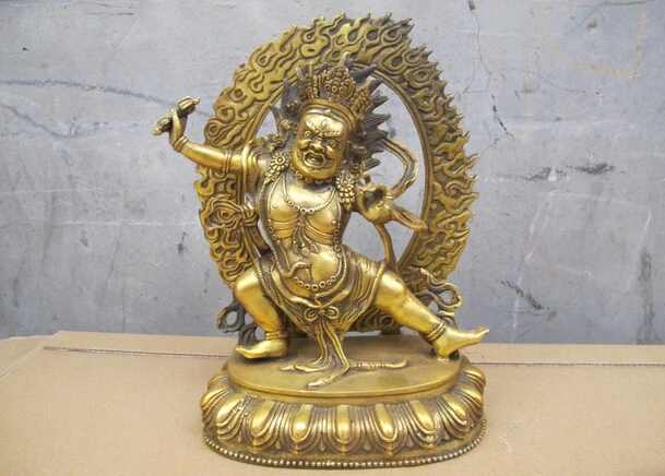 Tibet Tibetan Bronze Gilt Buddhism Vajrapani Buddha Protector Deity Statue Copper garden decoration
Tibet Tibetan Bronze Gilt Buddhism Vajrapani Buddha Protector Deity Statue Copper garden decoration