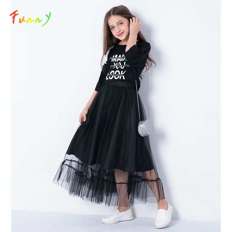 Teenage Girls Clothing Set Half Sleeve Black Off Shoulder Tops Mesh Skirt 2 Piece Set Summer Boutique Kids Clothes Girls Outfits
Teenage Girls Clothing Set Half Sleeve Black Off Shoulder Tops Mesh Skirt 2 Piece Set Summer Boutique Kids Clothes Girls Outfits