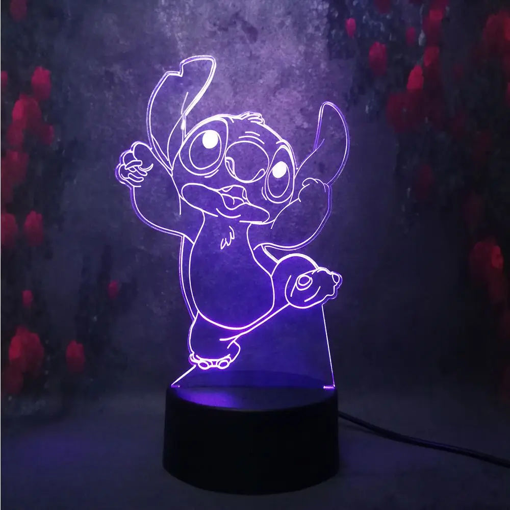 Новинка мультяшный милый стежок на заказ 3D ночник LED 7 цветов иллюзия детская