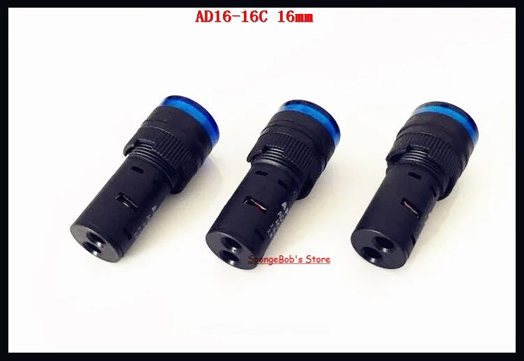 

5 pcs/Lot AC/DC 12V,24V,110V, AC220V Blue AD16-16C 16mm Mount Size LED Power Indicator Signal Light Pilot Lamp