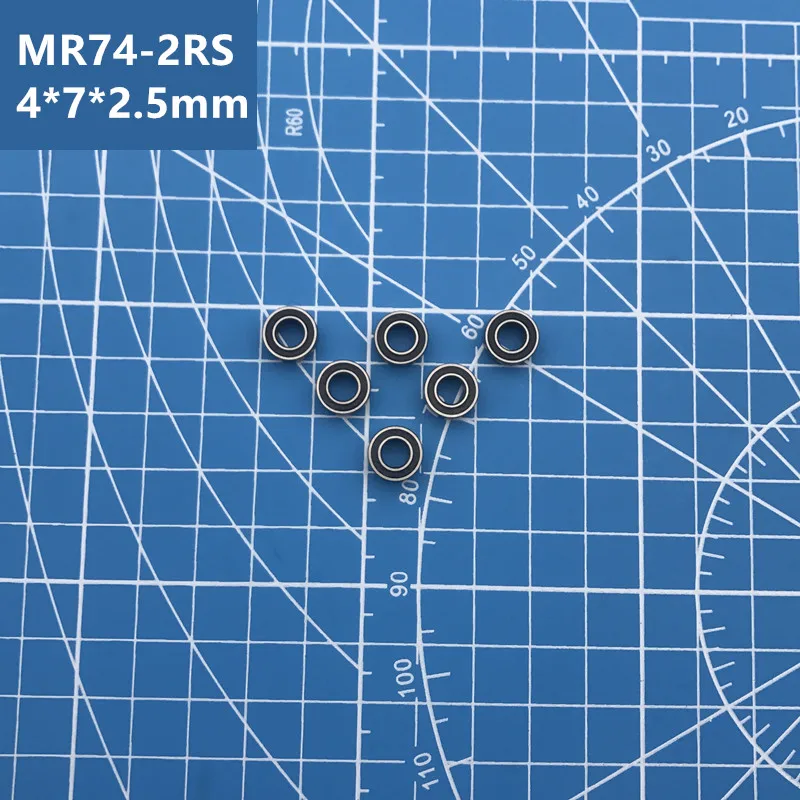 

Free shipping 10 pcs/lot High quality MR74RS double rubber black sealed miniature deep groove ball bearing MR74-2RS 4*7*2.5 mm