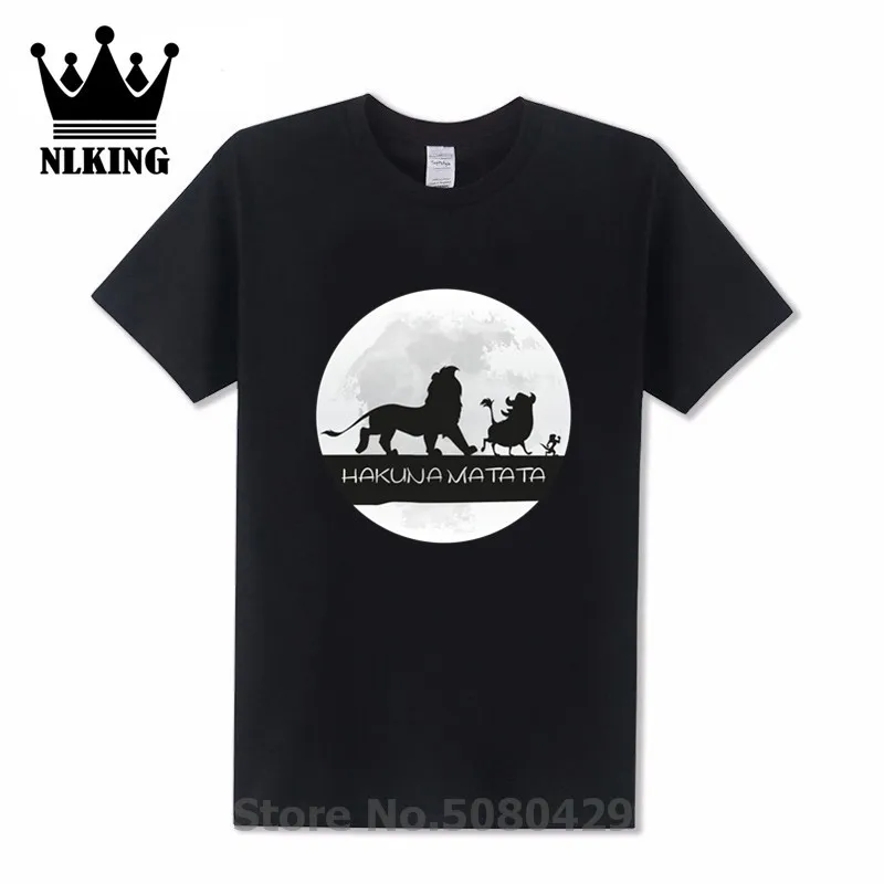 Фото 100% хлопок высокое качество Мужская футболка с изображением короля льва хакуна(China)