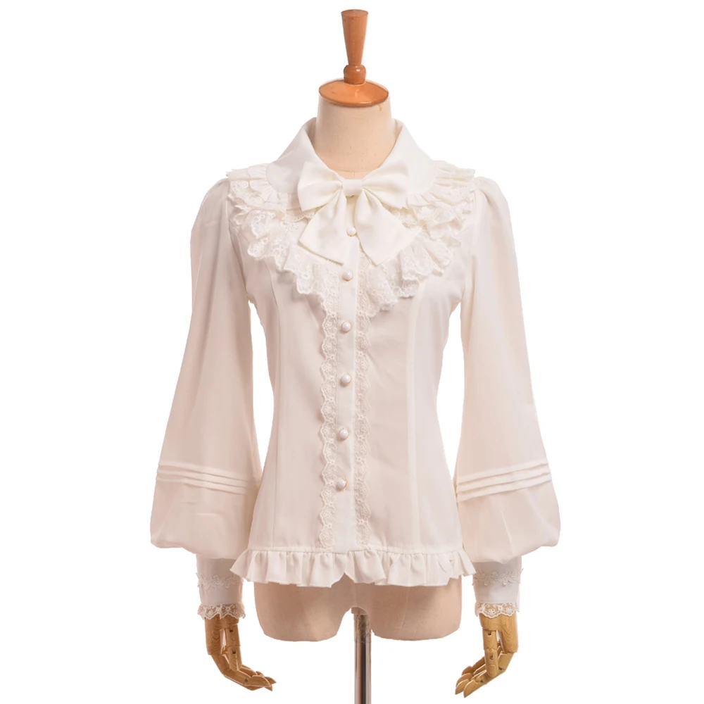 Medieval Women Victorian Lace Blouse Sweet Vintage Lolita Chiffon Vestido Bow Shirt with Bow
Medieval Women Victorian Lace Blouse Sweet Vintage Lolita Chiffon Vestido Bow Shirt with Bow