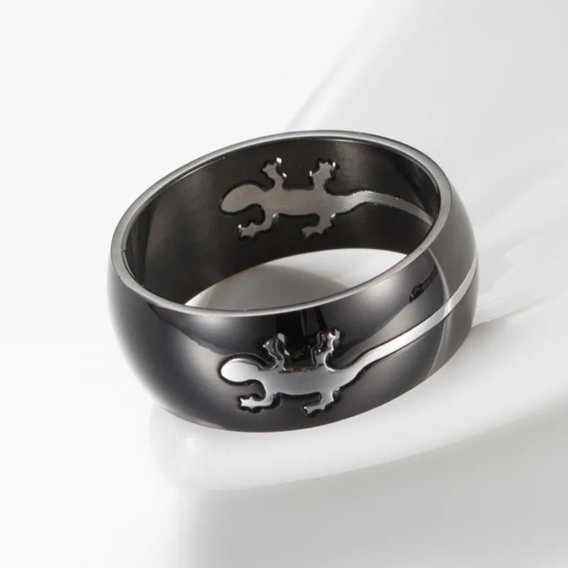 EdgLifU мужское кольцо с лентой отделяемое ящерицы для мужчин черный цвет