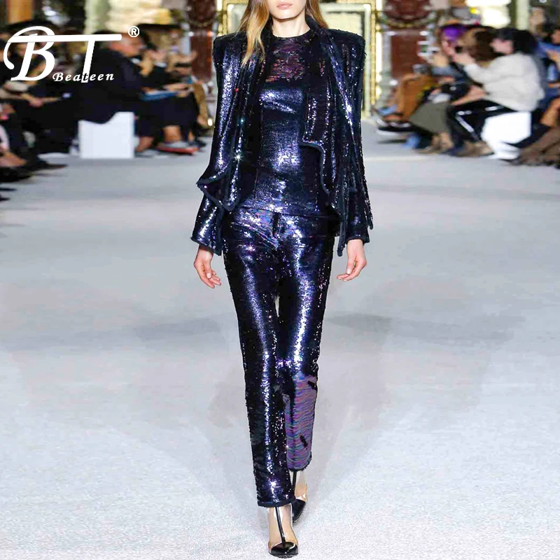 Beateen Fashion Sequins Women's Set Deep V Wrap Blazer Skinny Full Length Pant Formal Office Lady Suit Sets
Beateen Fashion Sequins Women's Set Deep V Wrap Blazer Skinny Full Length Pant Formal Office Lady Suit Sets