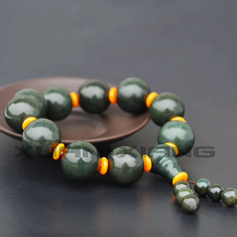 Hot Sell Men's Bracelets Bangles Natural Dark Green HETIAN Jades 18mm Round Beads Bracelets Gift for Male's Fashion Jewelry
Hot Sell Men's Bracelets Bangles Natural Dark Green HETIAN Jades 18mm Round Beads Bracelets Gift for Male's Fashion Jewelry
