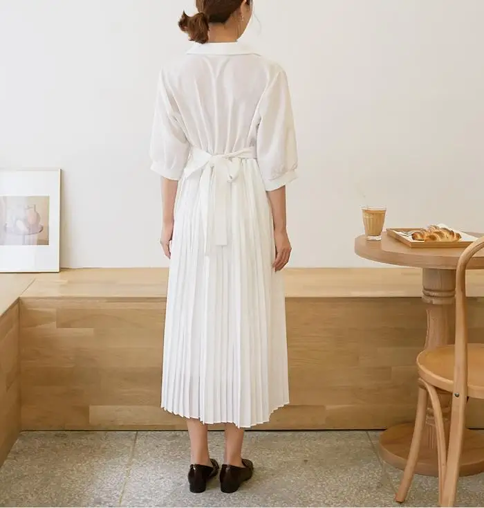 summer Fashion Women Pleated dress turn down collar half sleeve belted slim dress
summer Fashion Women Pleated dress turn down collar half sleeve belted slim dress
