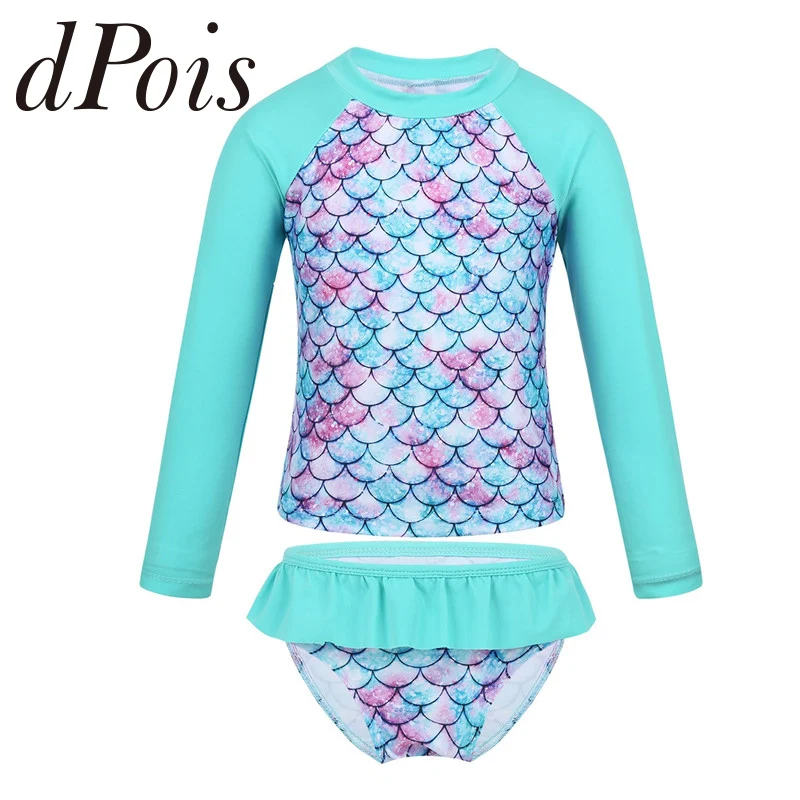 3T-16Y Teen Girl's Swimsuits Tankini Outfits Children Long Sleeves Fish Scales Printed Rash Guards Ruffle Swimwear Kids Swimsuit
3T-16Y Teen Girl's Swimsuits Tankini Outfits Children Long Sleeves Fish Scales Printed Rash Guards Ruffle Swimwear Kids Swimsuit