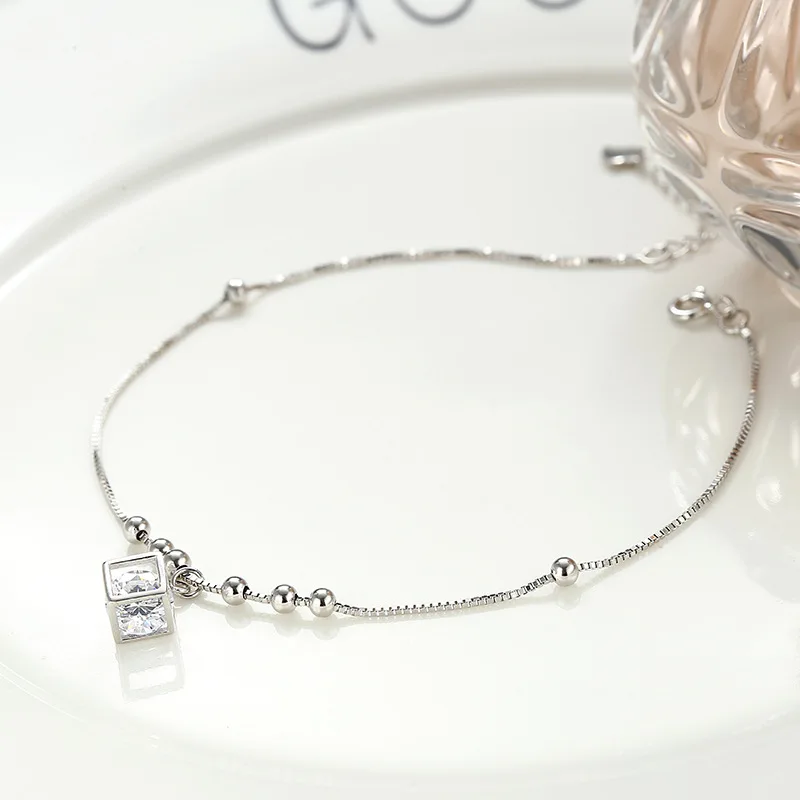 Fashion genuine S925 sterling silver square chain crystal anklet foot chain silver 925 Anklets for women beach foot jewelry
Fashion genuine S925 sterling silver square chain crystal anklet foot chain silver 925 Anklets for women beach foot jewelry
