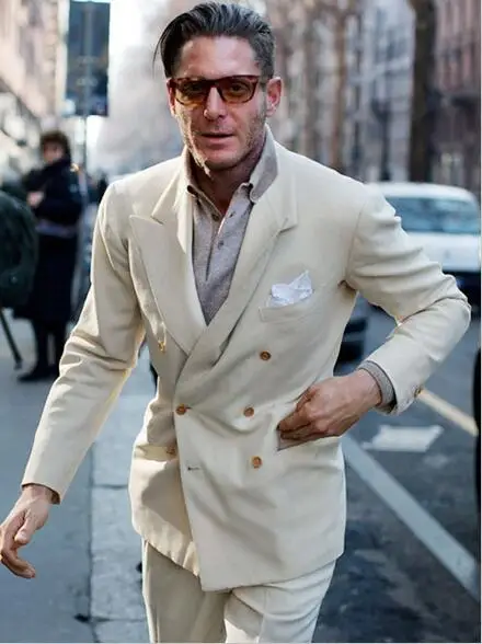 Latest Coat Pant Designs Beige White Double Breasted Tuxedo Slim Fit Men Suit Skinny 2 Piece Suits Custom Casual Blazer Vestidos
Latest Coat Pant Designs Beige White Double Breasted Tuxedo Slim Fit Men Suit Skinny 2 Piece Suits Custom Casual Blazer Vestidos