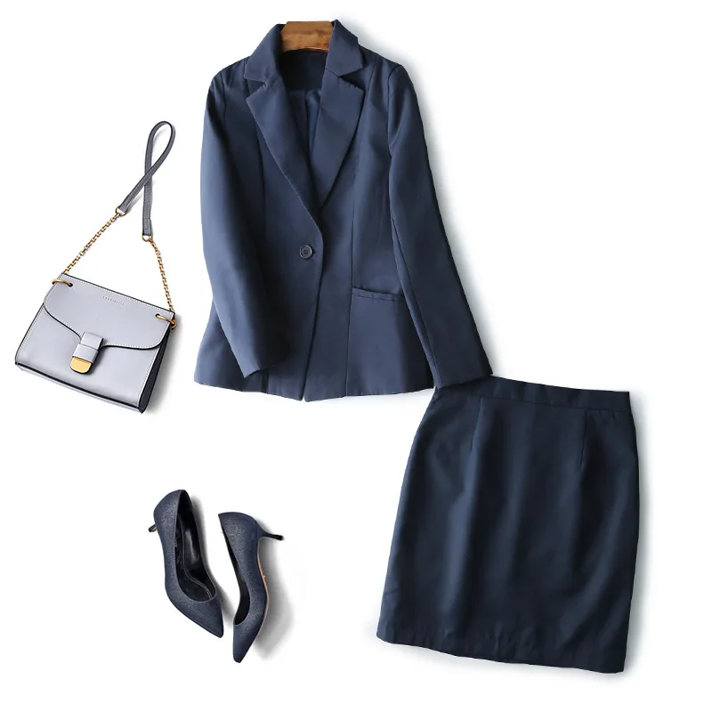 Professional suit female 2019 spring and autumn new navy blue dress small suit skirt temperament elegant Slim women's clothing
Professional suit female 2019 spring and autumn new navy blue dress small suit skirt temperament elegant Slim women's clothing