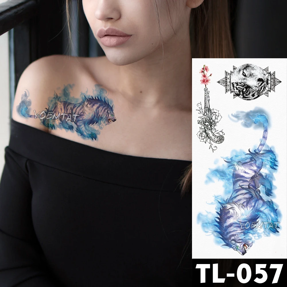 Water Transfer Ice Blue flame Tiger Temporary Tattoo Sticker blue color Pattern body art Waterproof Fake Flash Tattoo for men
Water Transfer Ice Blue flame Tiger Temporary Tattoo Sticker blue color Pattern body art Waterproof Fake Flash Tattoo for men