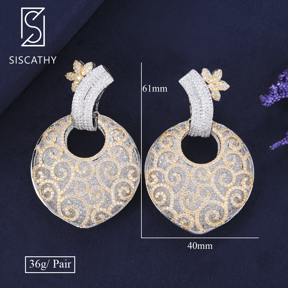 SISCATHY 40*61mm Women Geometric Shape Cubic Zirconia Inlaid Earrings African Dubai Wedding Engagement Dangle Drop Earrings 2019
SISCATHY 40*61mm Women Geometric Shape Cubic Zirconia Inlaid Earrings African Dubai Wedding Engagement Dangle Drop Earrings 2019