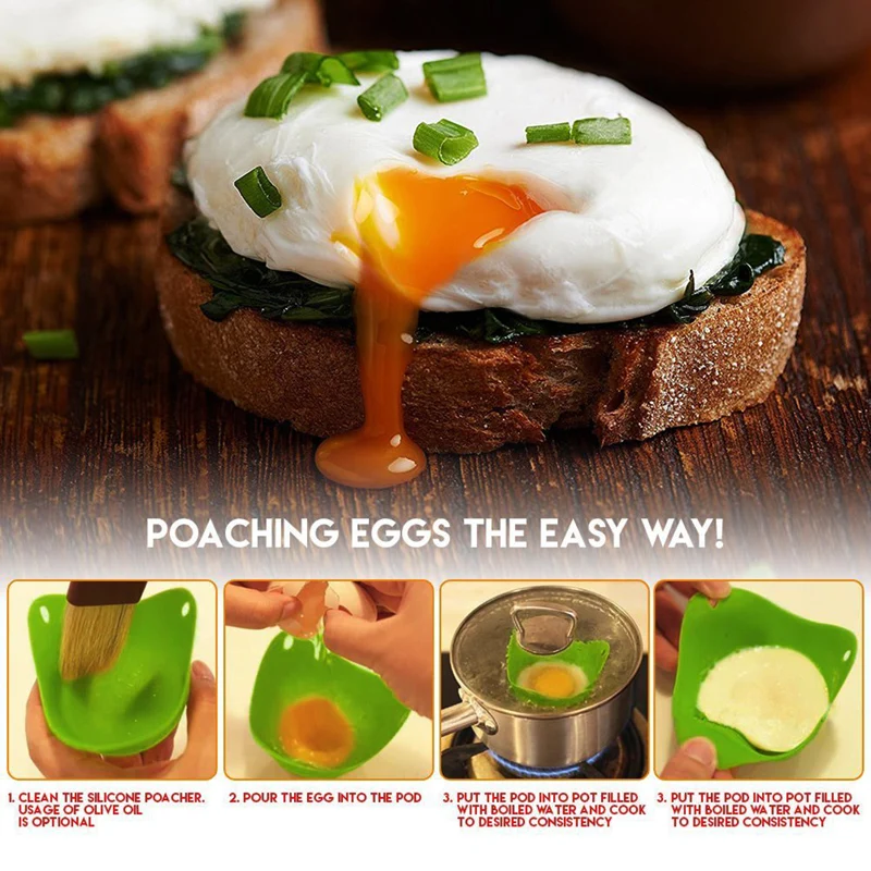 1PC or 4PC Flexibe Silicone Egg Poacher Cook Poach Pods Kitchen Tool Baking Poached Cup Egg Kitchen Cooking Tools QA 094
1PC or 4PC Flexibe Silicone Egg Poacher Cook Poach Pods Kitchen Tool Baking Poached Cup Egg Kitchen Cooking Tools QA 094