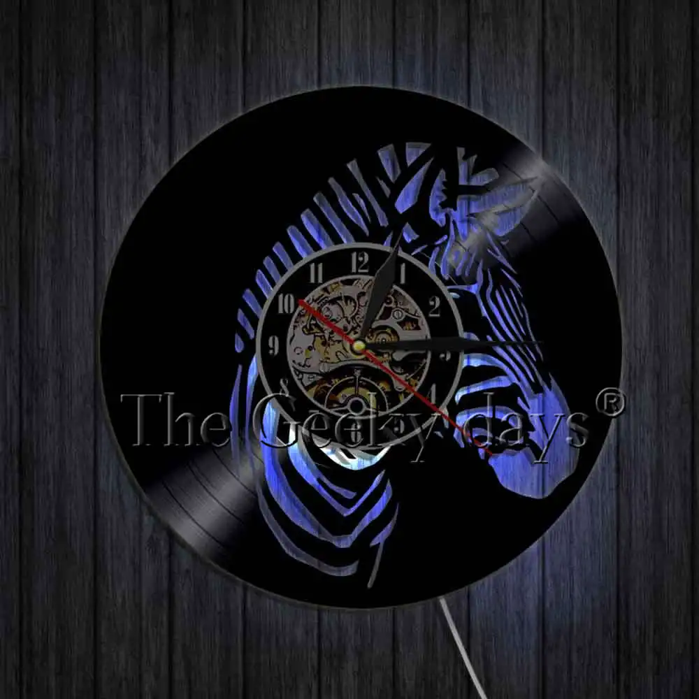 Zebra Silhouette Shadow Vinyl Record Wall Clock Modern Design 3D Wall Watches Wild Animal Wall Decorative For Kid's Room
Zebra Silhouette Shadow Vinyl Record Wall Clock Modern Design 3D Wall Watches Wild Animal Wall Decorative For Kid's Room