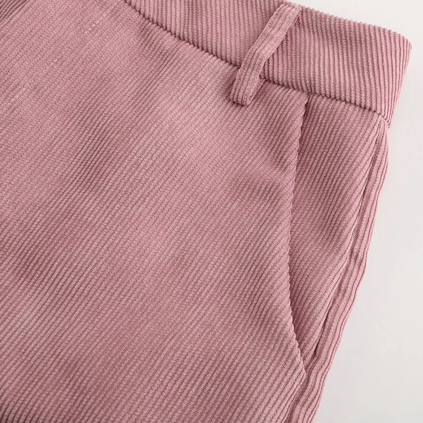 Женские вельветовые брюки NIKOVE свободные с оборками и высокой талией для отдыха
